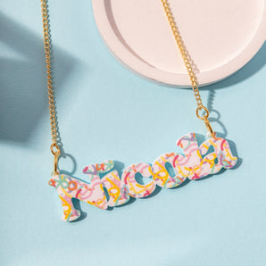 Personalised Birthday Girl Confetti Party Name Necklace
