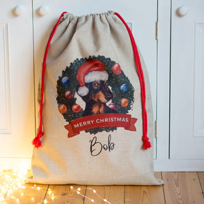 Personalised Dachshund Dog Christmas Sack