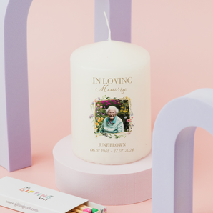 Personalised “In Loving Memory” Photo Memorial Candle – Ivory Or White