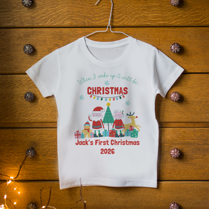 Personalised Kids’ Christmas T Shirt – ‘When I Wake Up It Will Be Christmas’