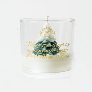 Personalised Festive Christmas Tree Candle With Gold Foil Message