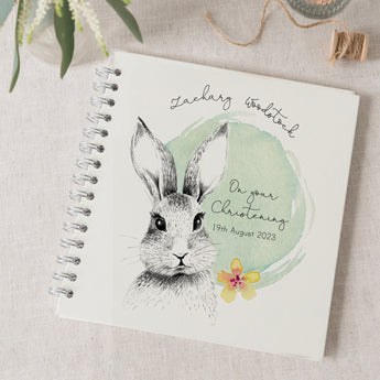 Woodland bunny christening book