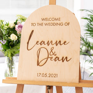 Engraved Wooden Wedding Arch Welcome Sign