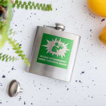 Funny 'In case of emergency' Hip Flask