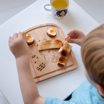 Personalised Space Toast Chopping Board And Enamel Mug - Funky Laser