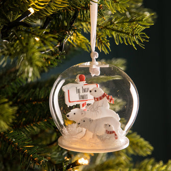 Personalised North Pole Polar Bear Family Bauble - Funky Laser