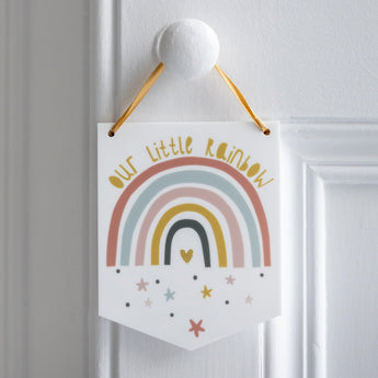 Our Little Rainbow Mini Acrylic Flag Wall Hanging - Funky Laser