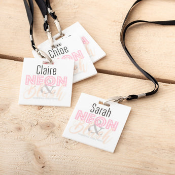 Custom Printed White Acrylic Branded Lanyards - Funky Laser