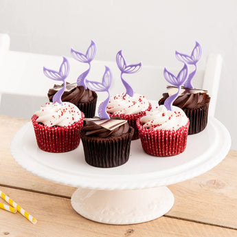 Mini Mermaid Tail Cupcake Decorations Set Of Six - Funky Laser