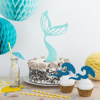 Mermaid Fishtail And Waves Party Cake Topper