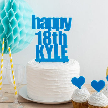 Personalised Bold Birthday Name and Age Cake Topper