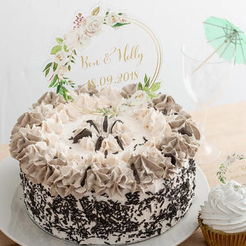 Personalised Winter Floral Couples Name Cake Topper - Funky Laser