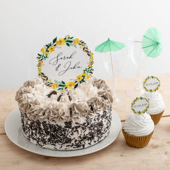 Personalised Summer White Floral Couples Topper Set