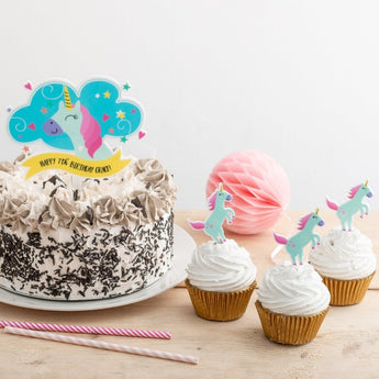 Personalised Birthday Girl Unicorn Name Cake Topper Set