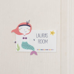 Personalised Mermaid Themed Bedroom Door Sign - Funky Laser