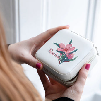 Personalised Name Floral Travel Jewellery Box - The Gifting KNot