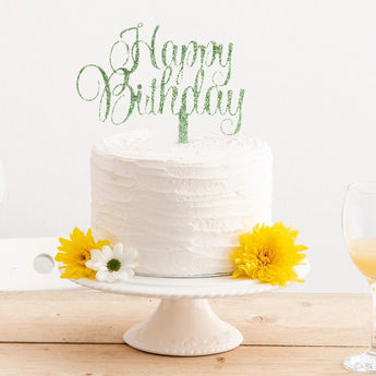 Happy Birthday Script Style Cake Topper