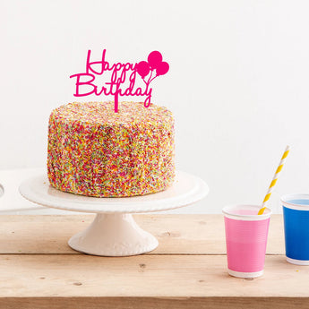 Happy Birthday Party Cake Topper With Balloon Detailing