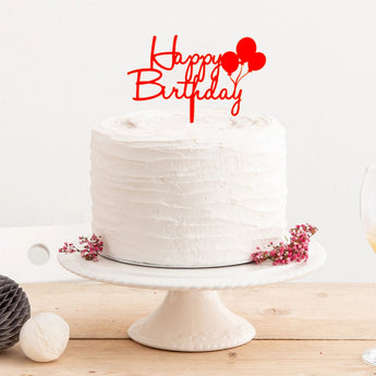 Happy Birthday Party Cake Topper With Balloon Detailing
