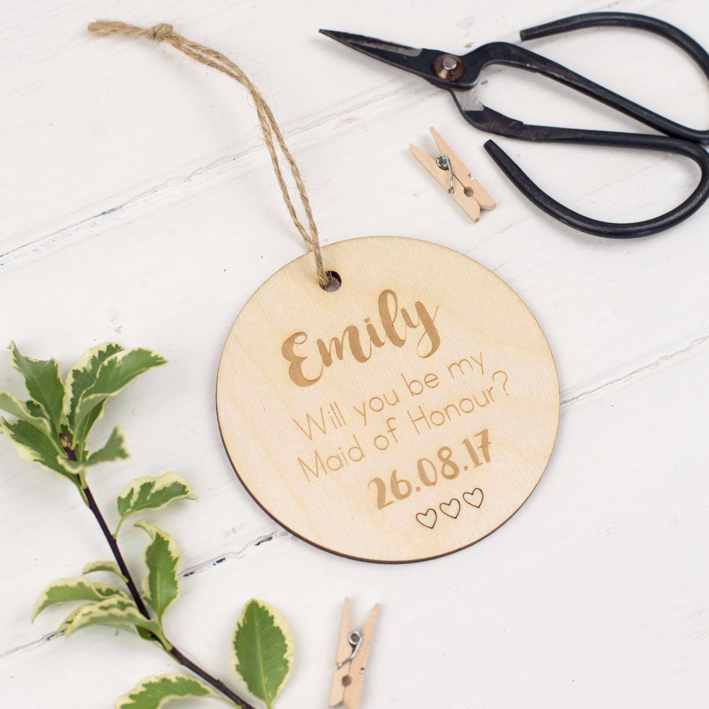 Personalised Will You Be My Bridesmaid Token Decoration