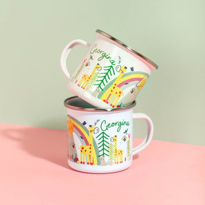 Personalised Children's Giraffe Enamel Mug