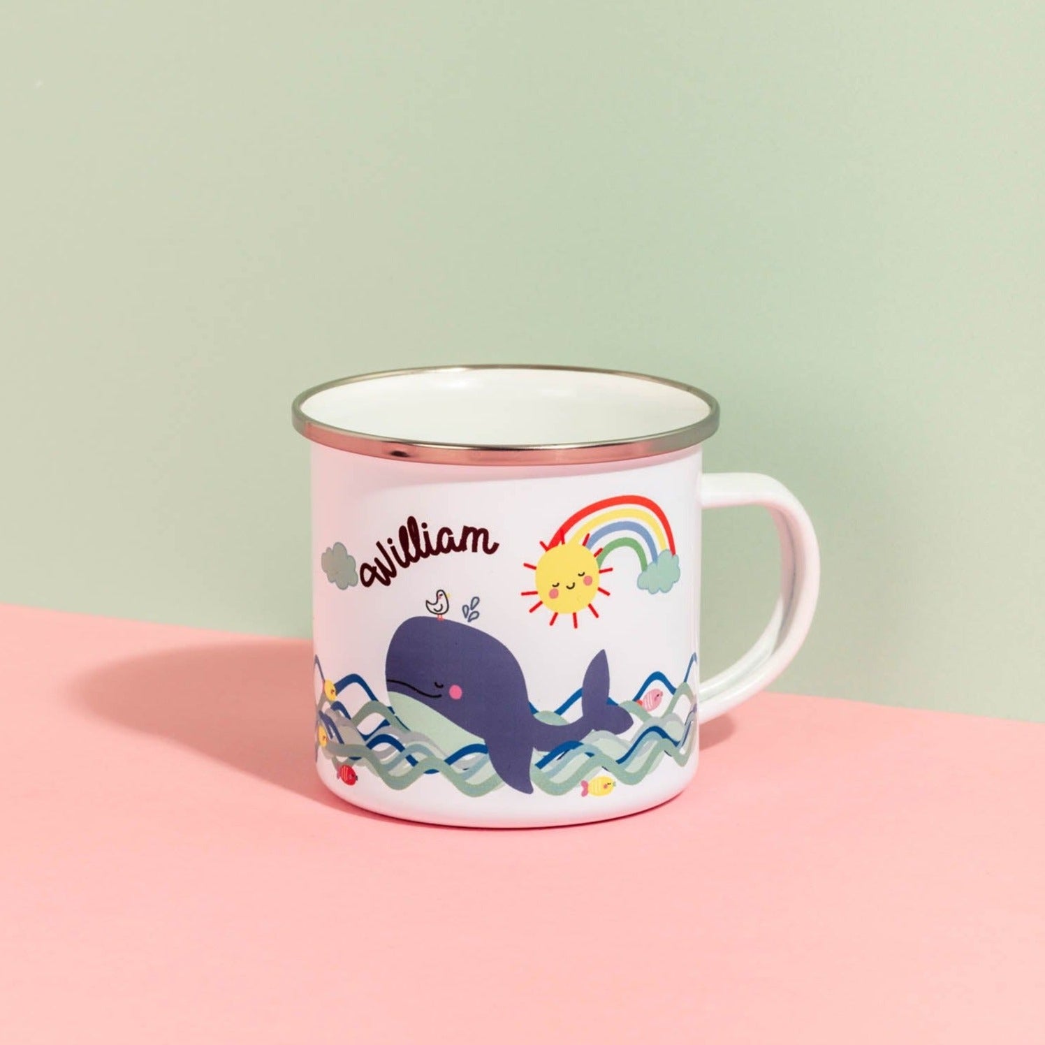 Children's Personalised Whale Enamel Mug