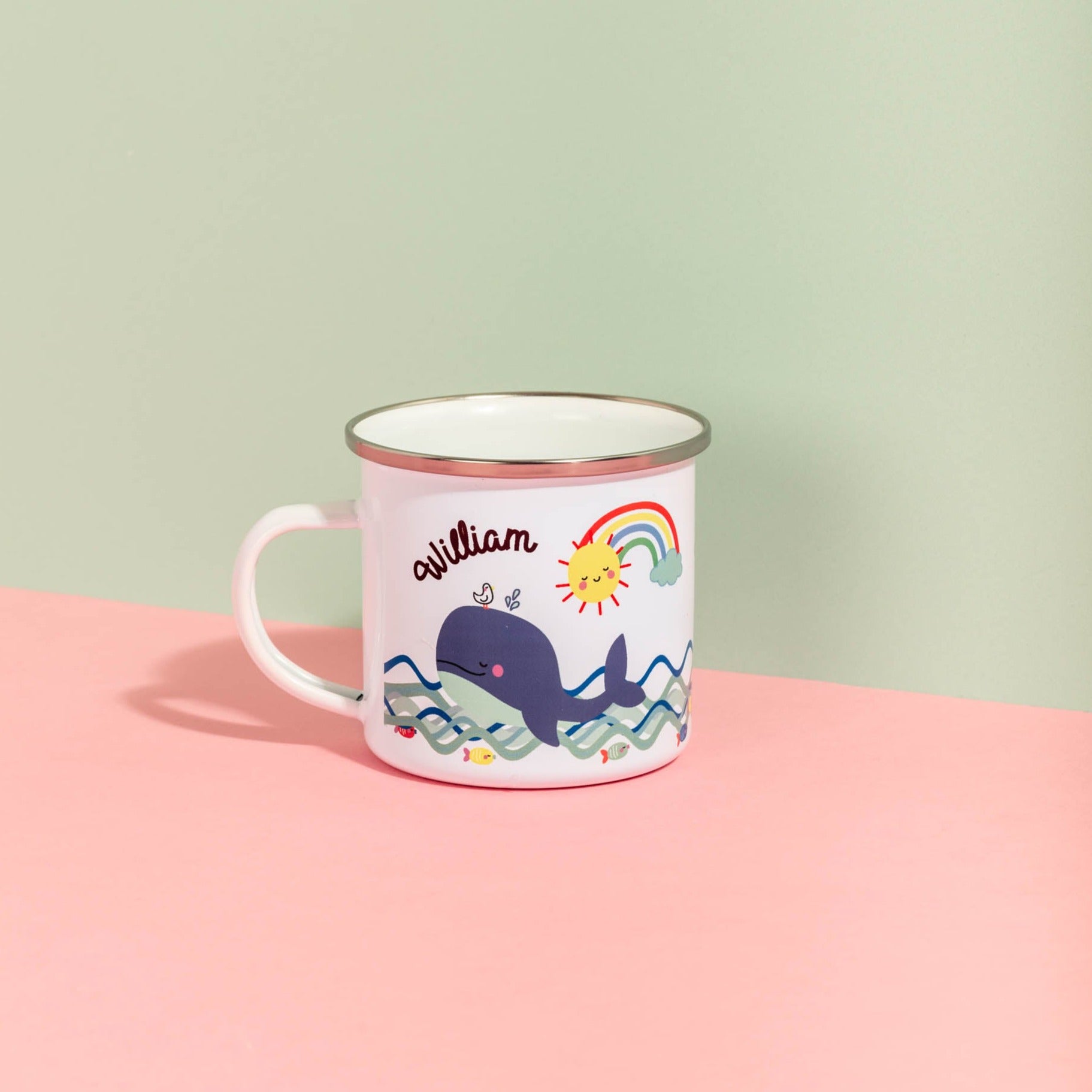 Children's Personalised Whale Enamel Mug