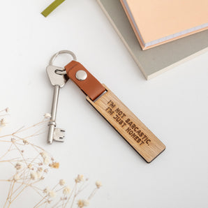 Personalised Oak Wood Message Keyring