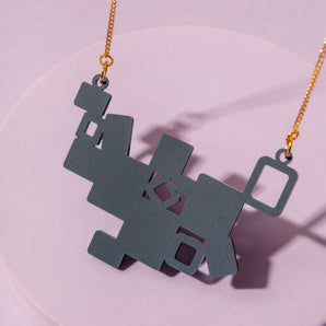 Geometric Cubes Statement Necklace