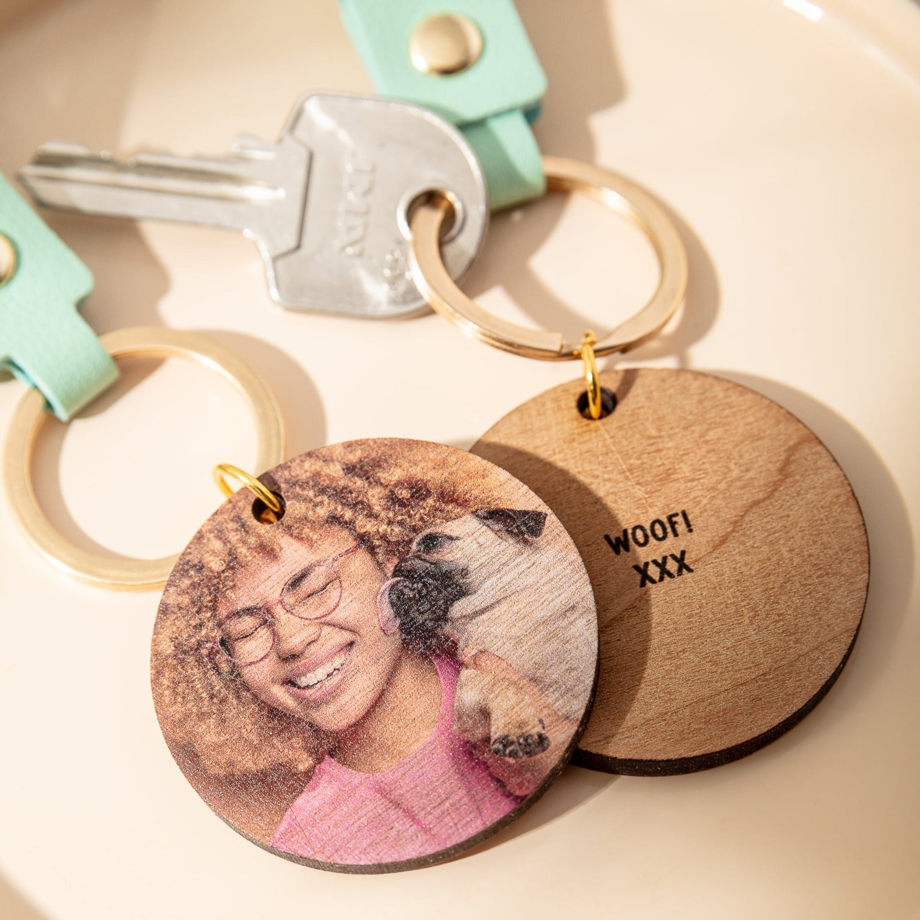 My Favourite Pet Wooden Photograph Keyring With Message