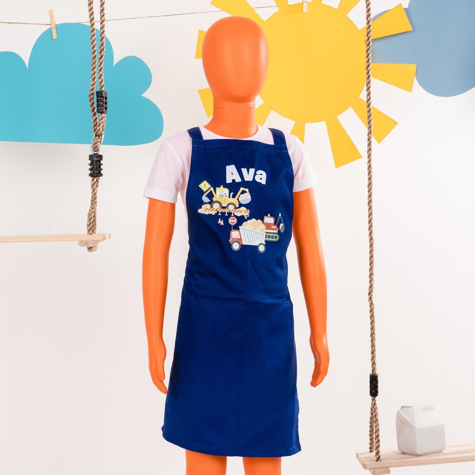 Children’s Personalised Digger Arts And Crafts Apron