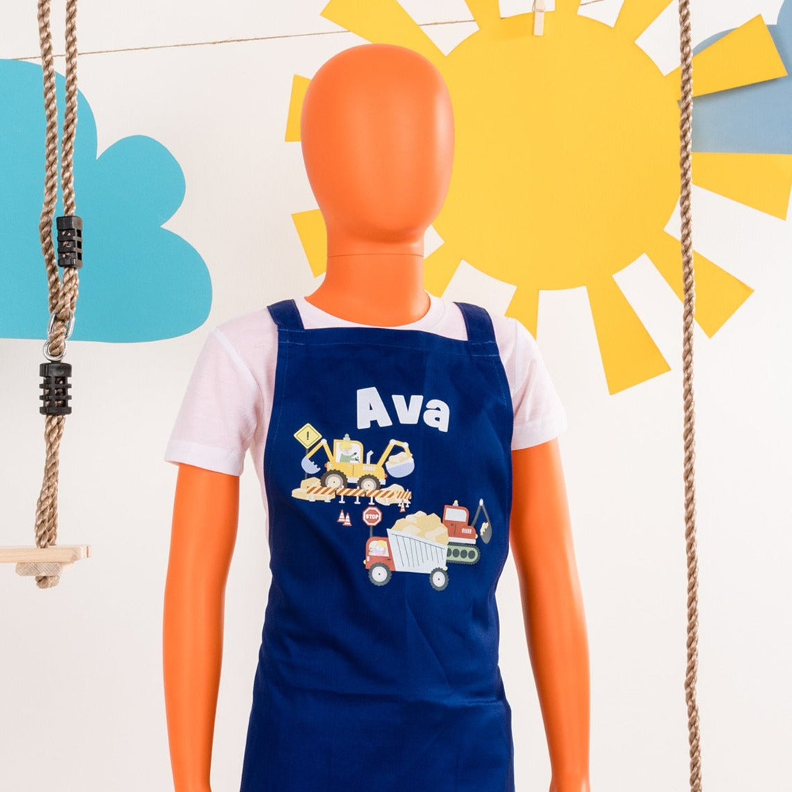 Children’s Personalised Digger Arts And Crafts Apron