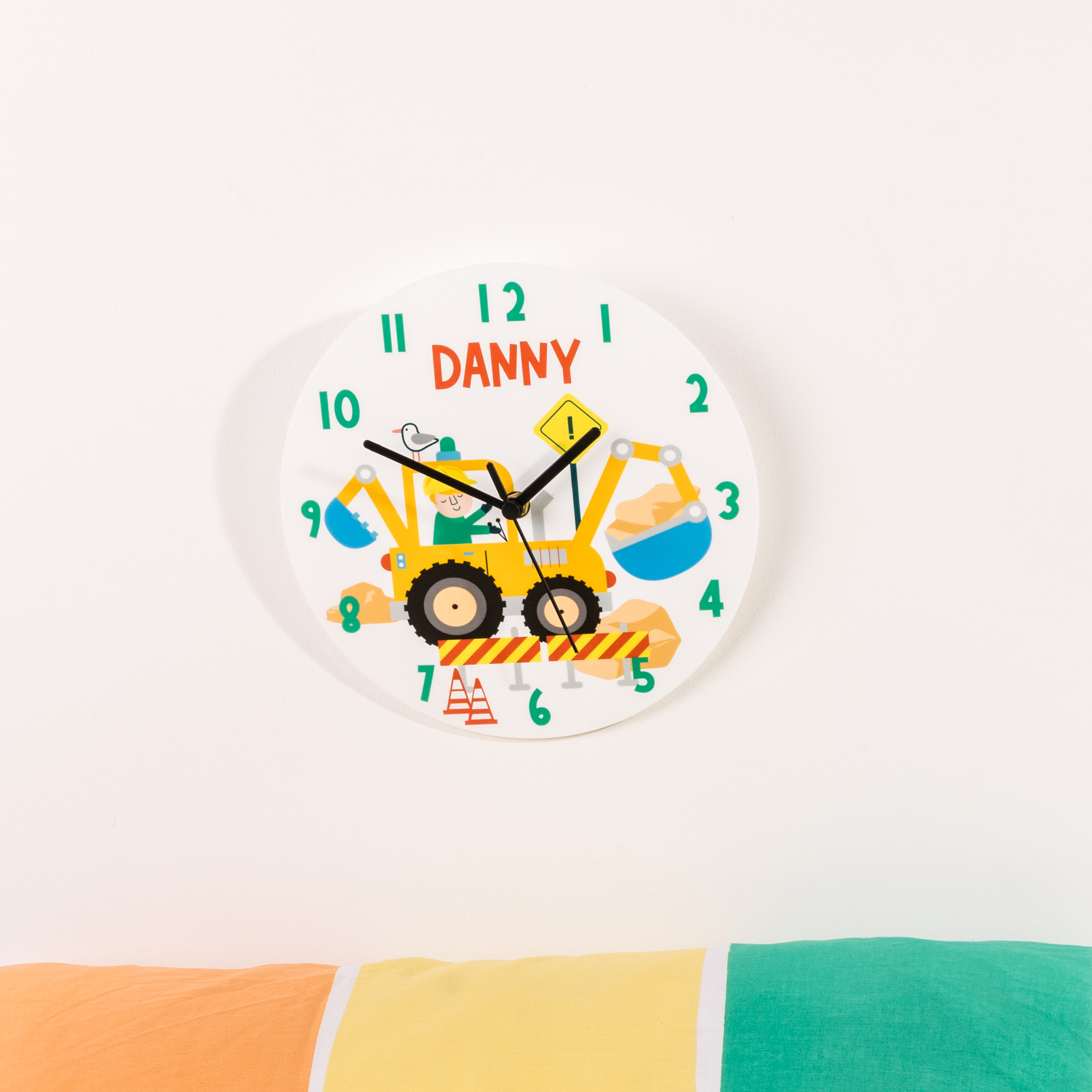 Children's Personalised Digger Bedroom Clock