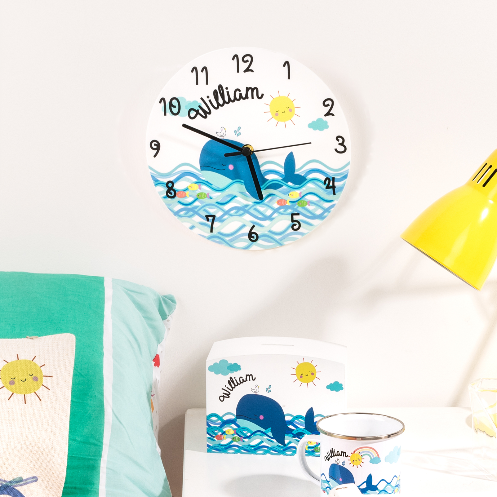 Personalised Whale Sea Themed Bedroom Clock