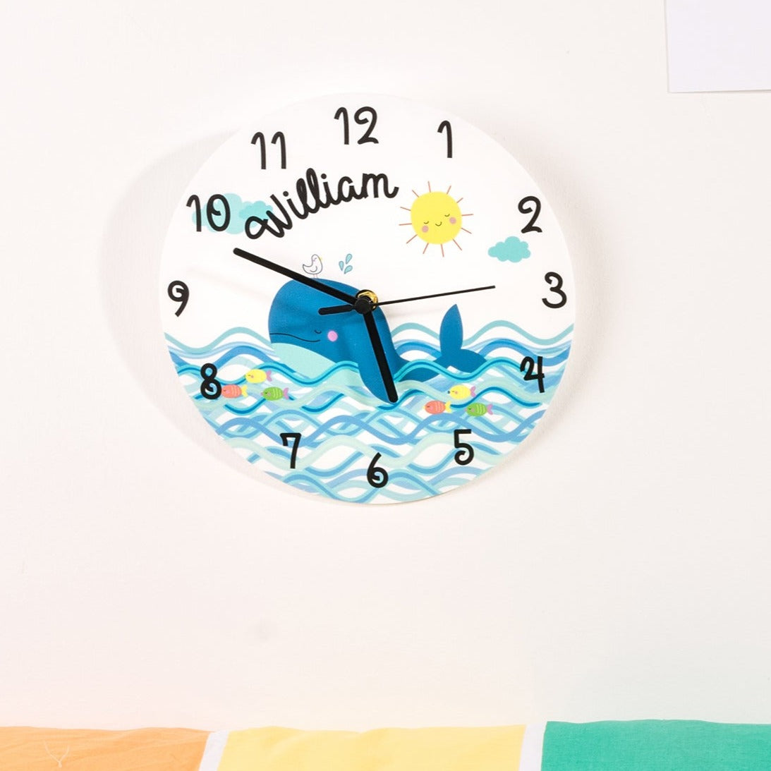 Personalised Whale Sea Themed Bedroom Clock