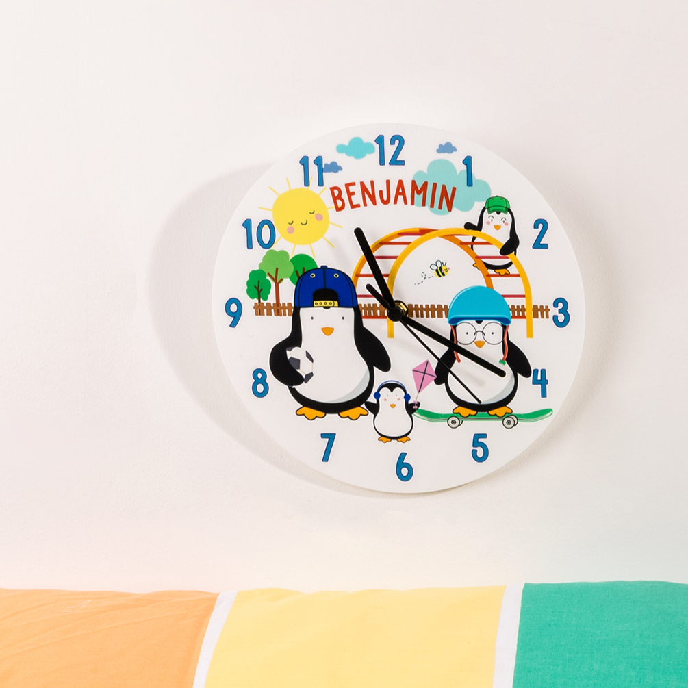 Personalised Penguin Friends Playground Clock