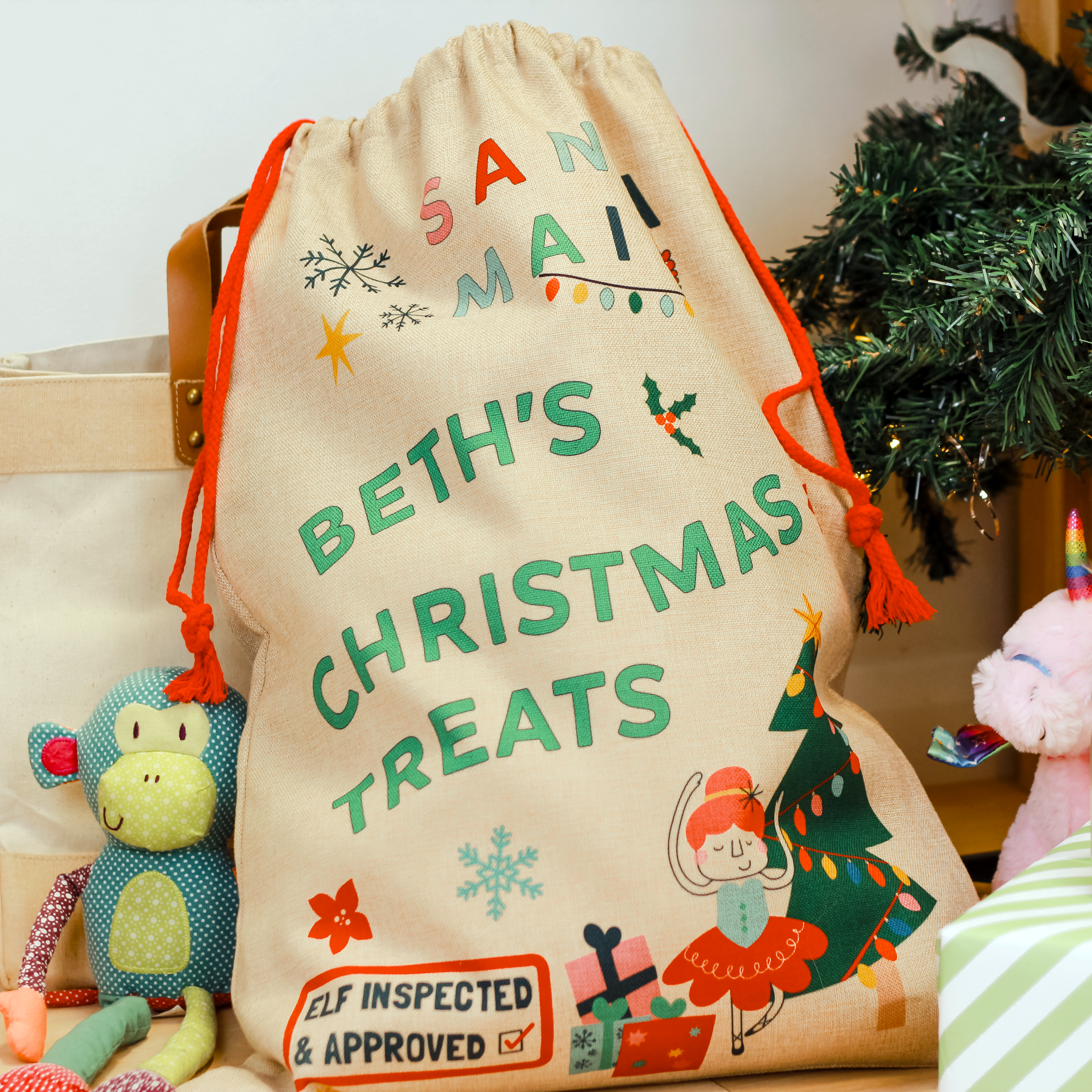 Personalised Festive Ballerina Christmas Sack