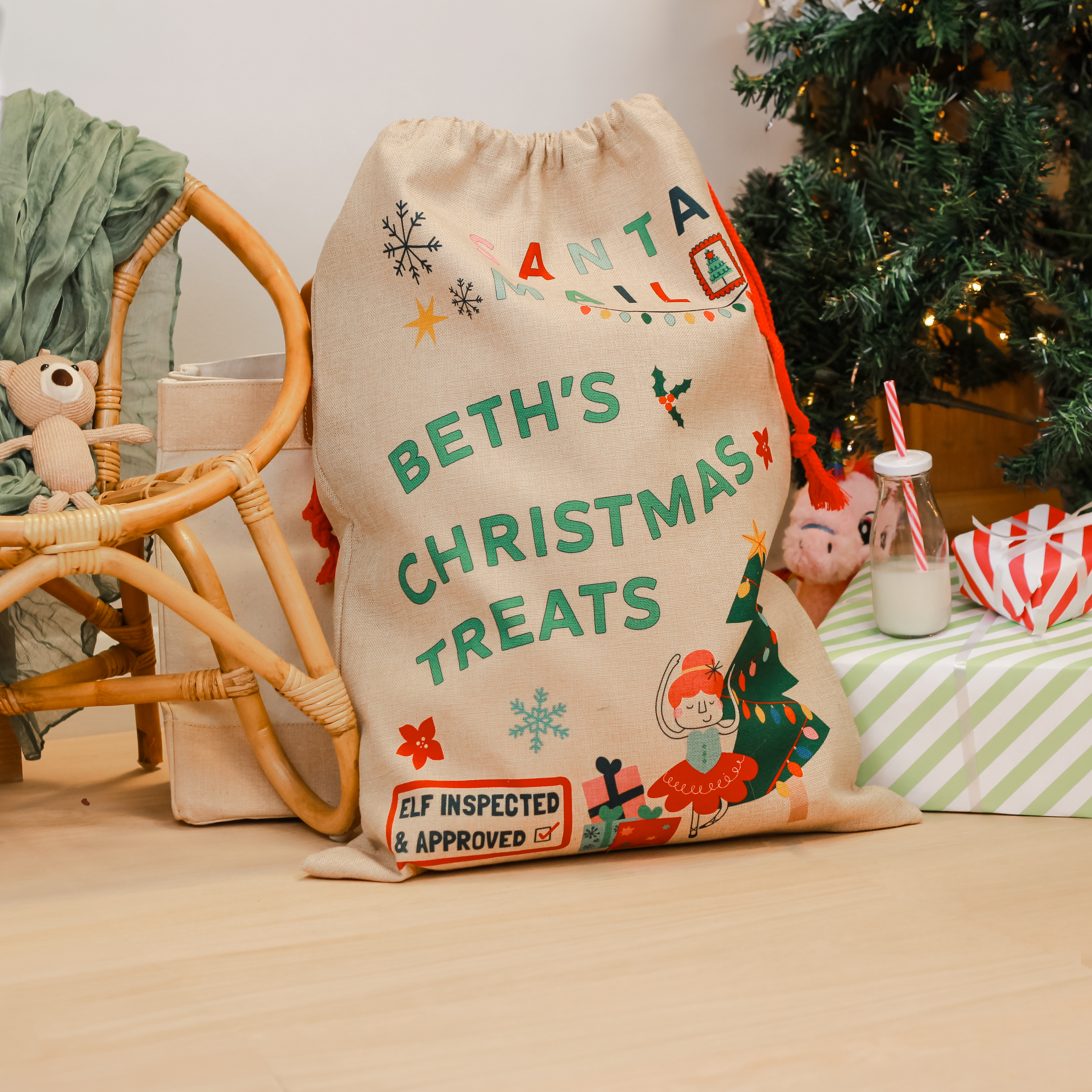 Personalised Festive Ballerina Christmas Sack