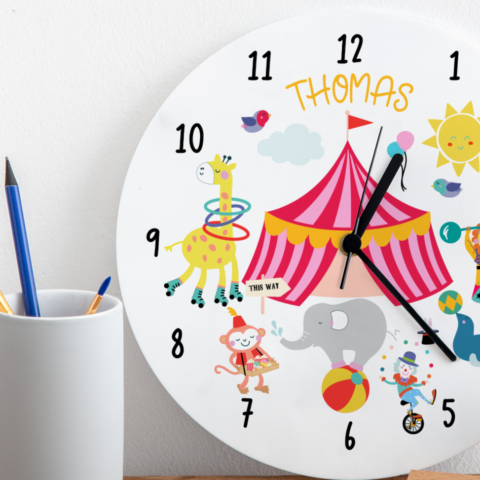 Circus Funfair Themed Personalised Bedroom Clock