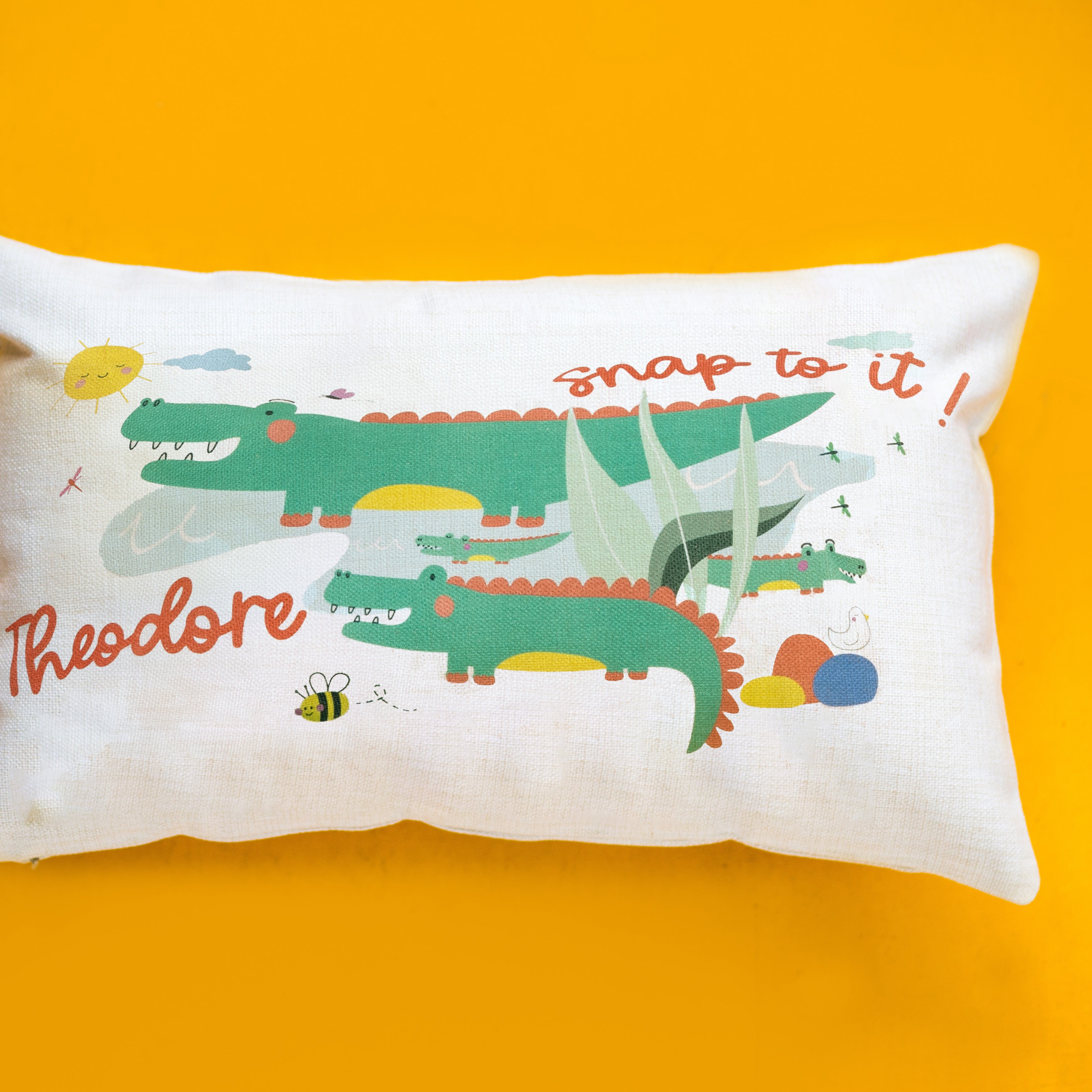 Children's Personalised Crocodile Themed Cushion