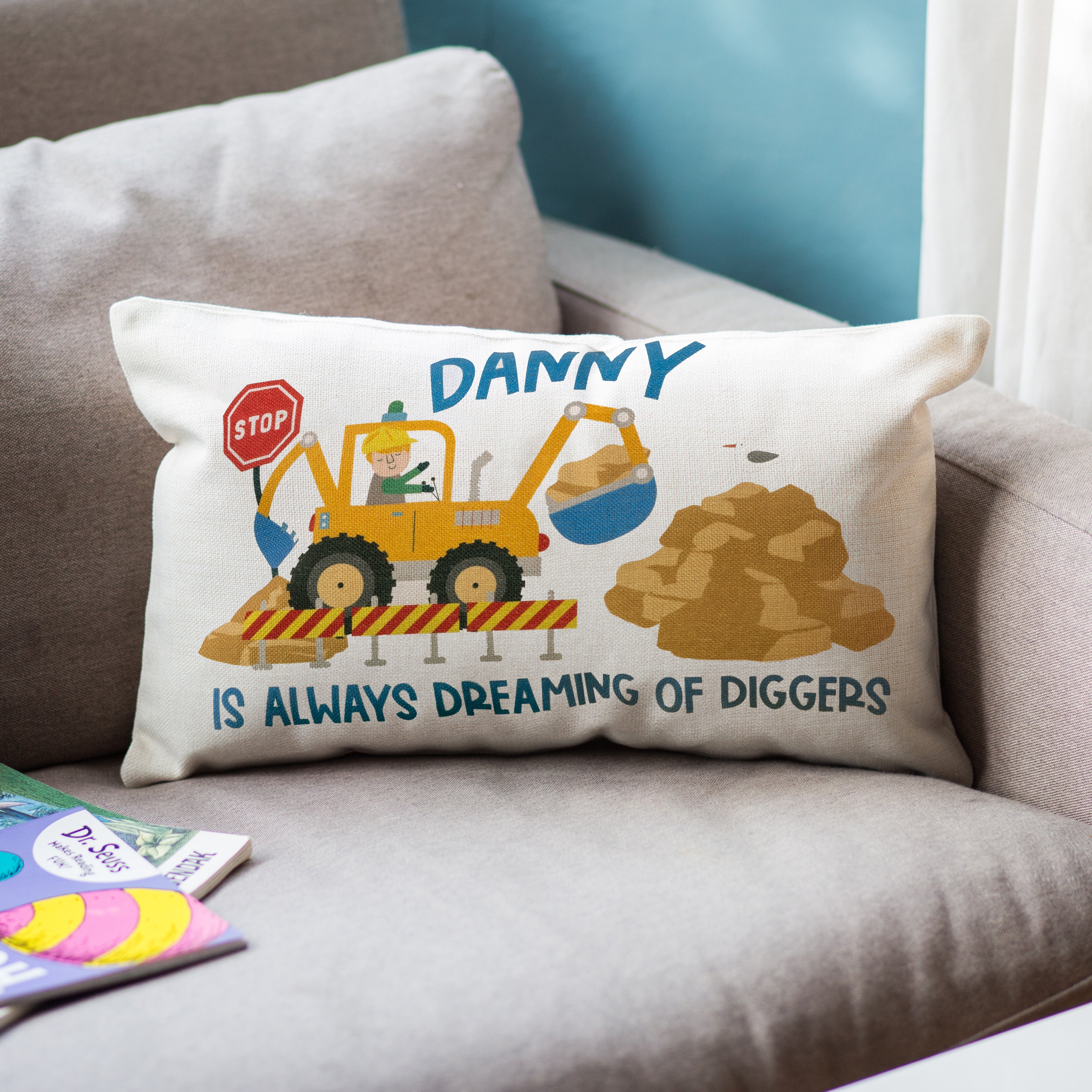 Children's Personalised Digger Cushion