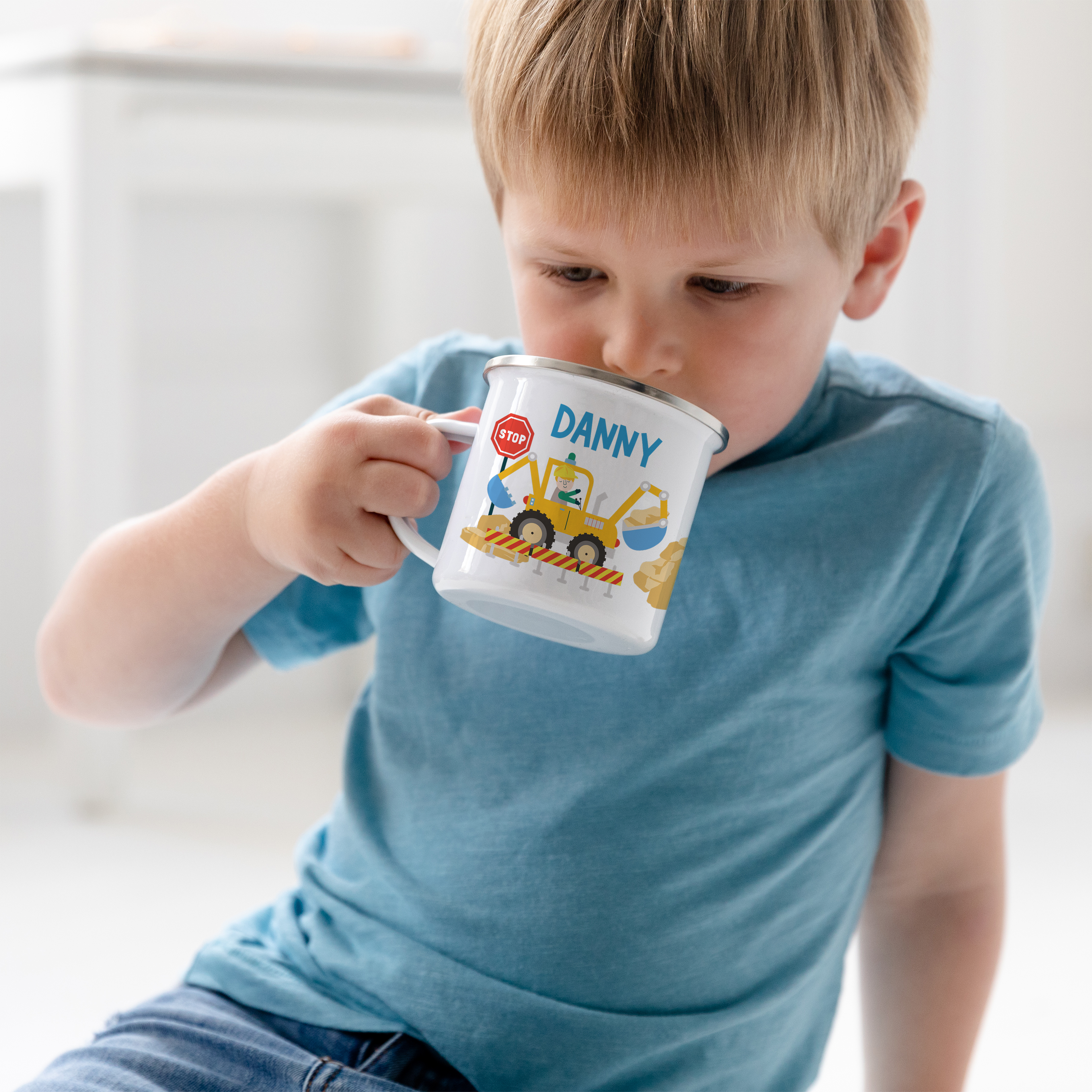 Personalised Children's Digger Enamel Mug