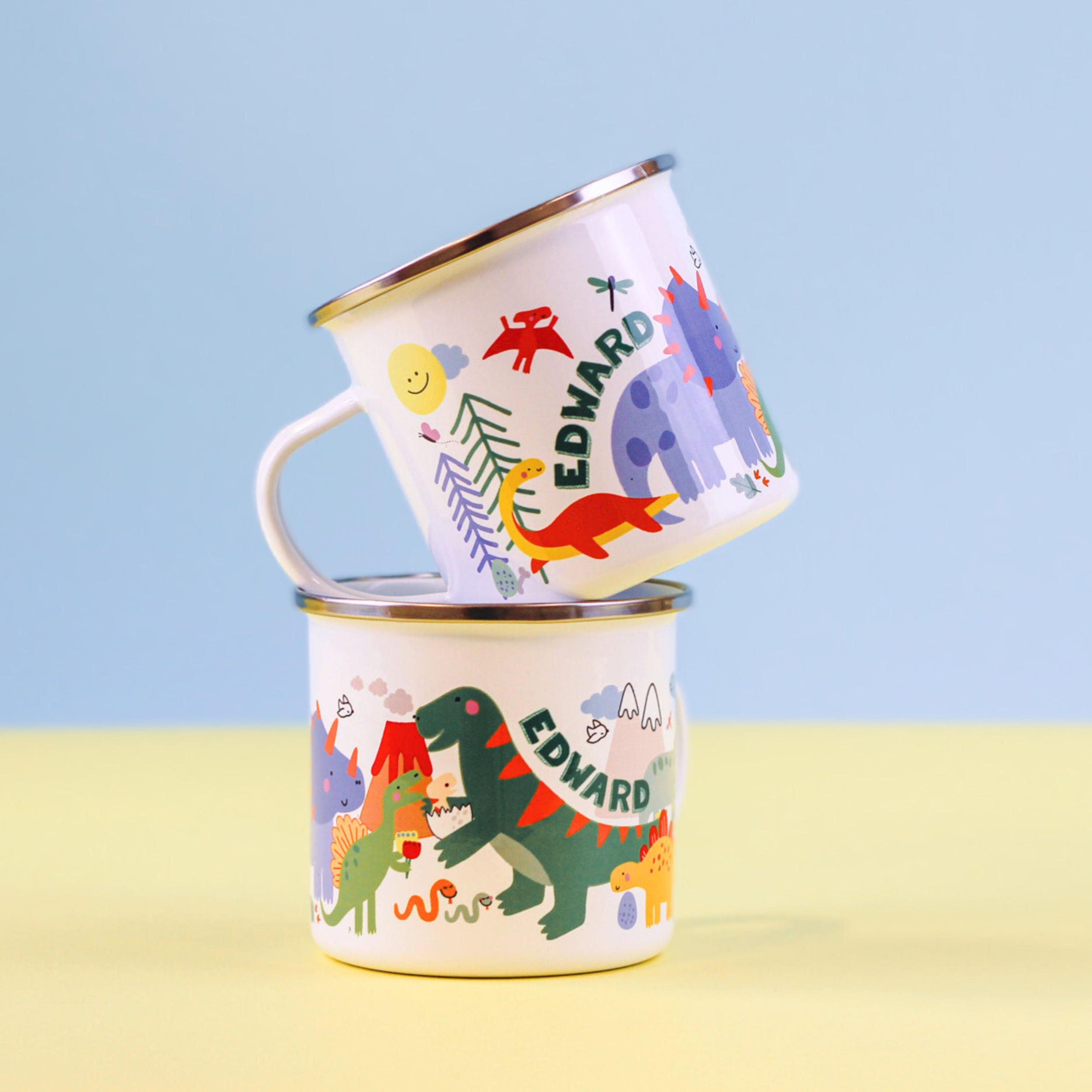 Personalised Children's Dinosaur Enamel Mug