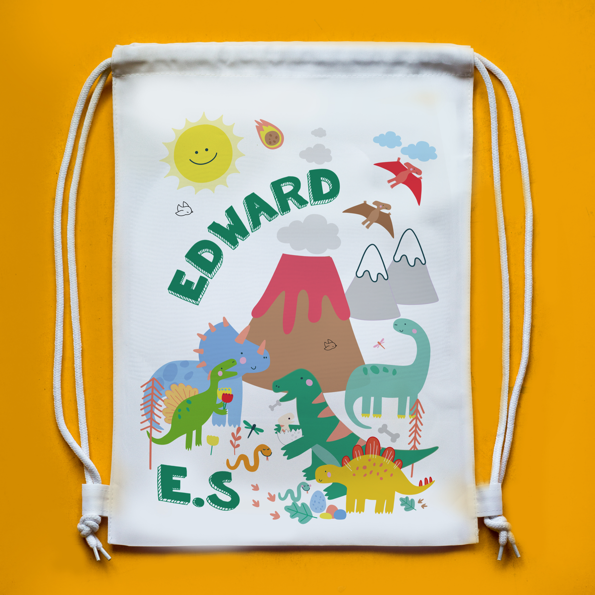 Children's Personalised Dinosaur Themed Nursery Bag Gifting Knot
