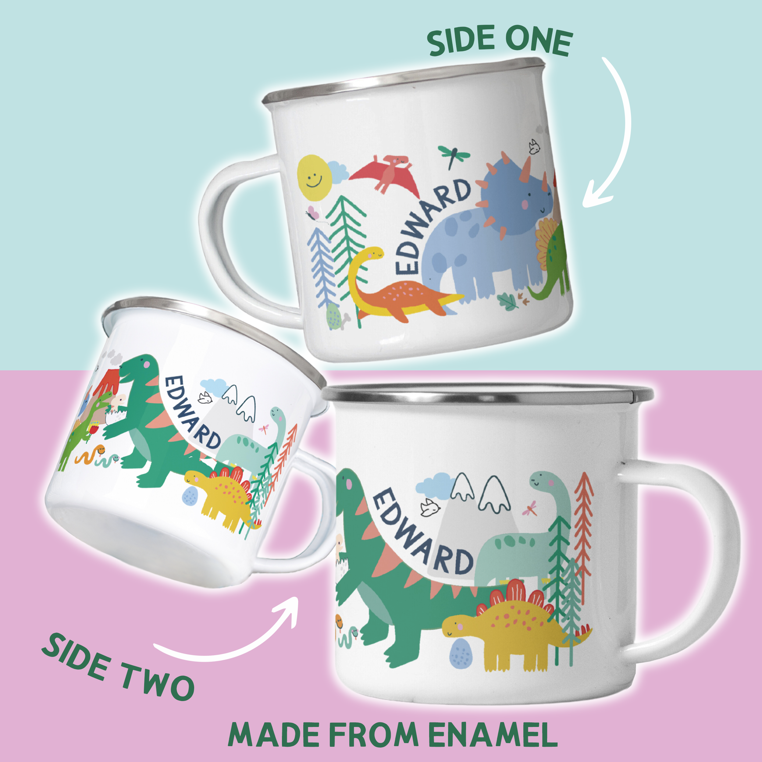 Personalised Children's Dinosaur Enamel Mug