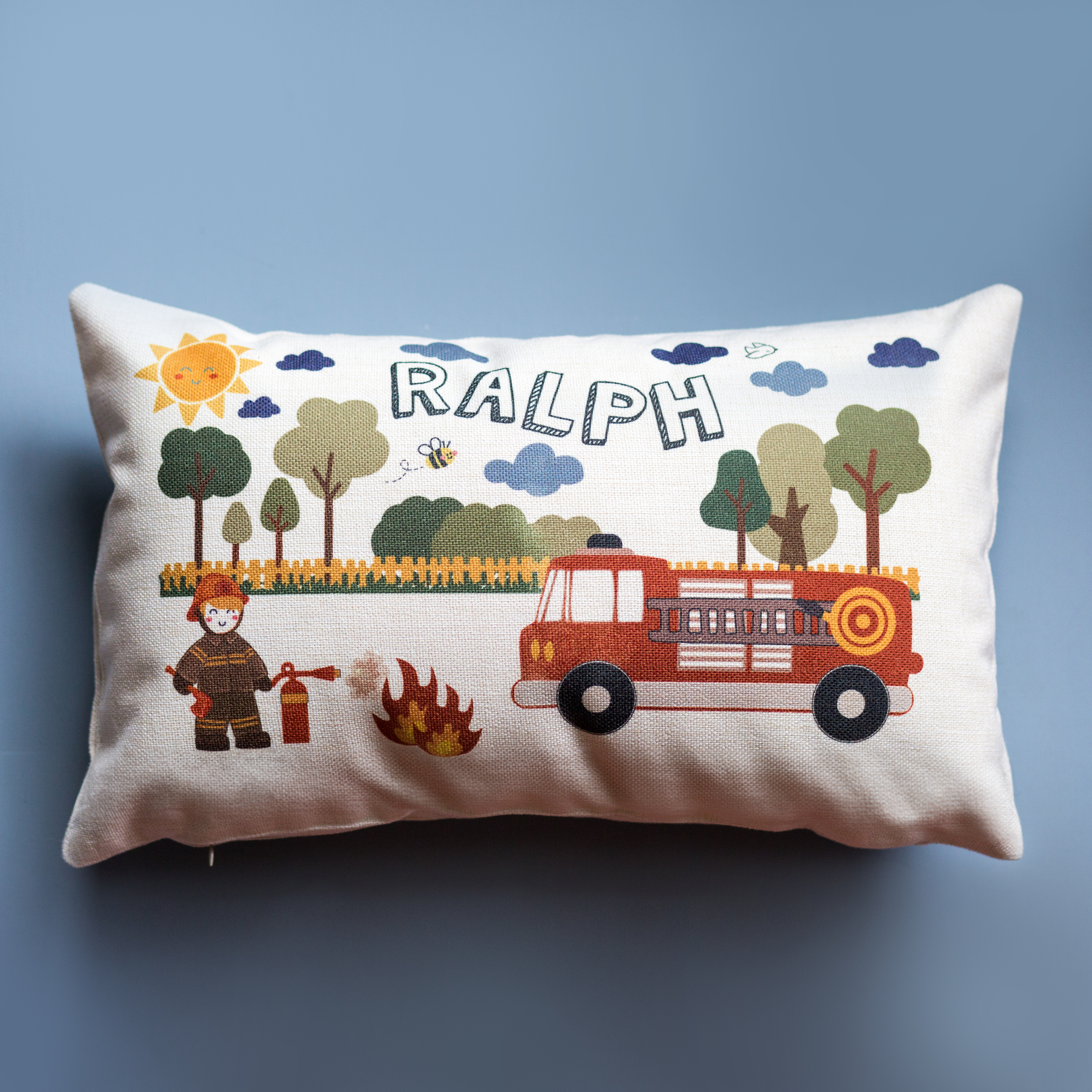 Personalised Fire Fighter Illustration Cushion