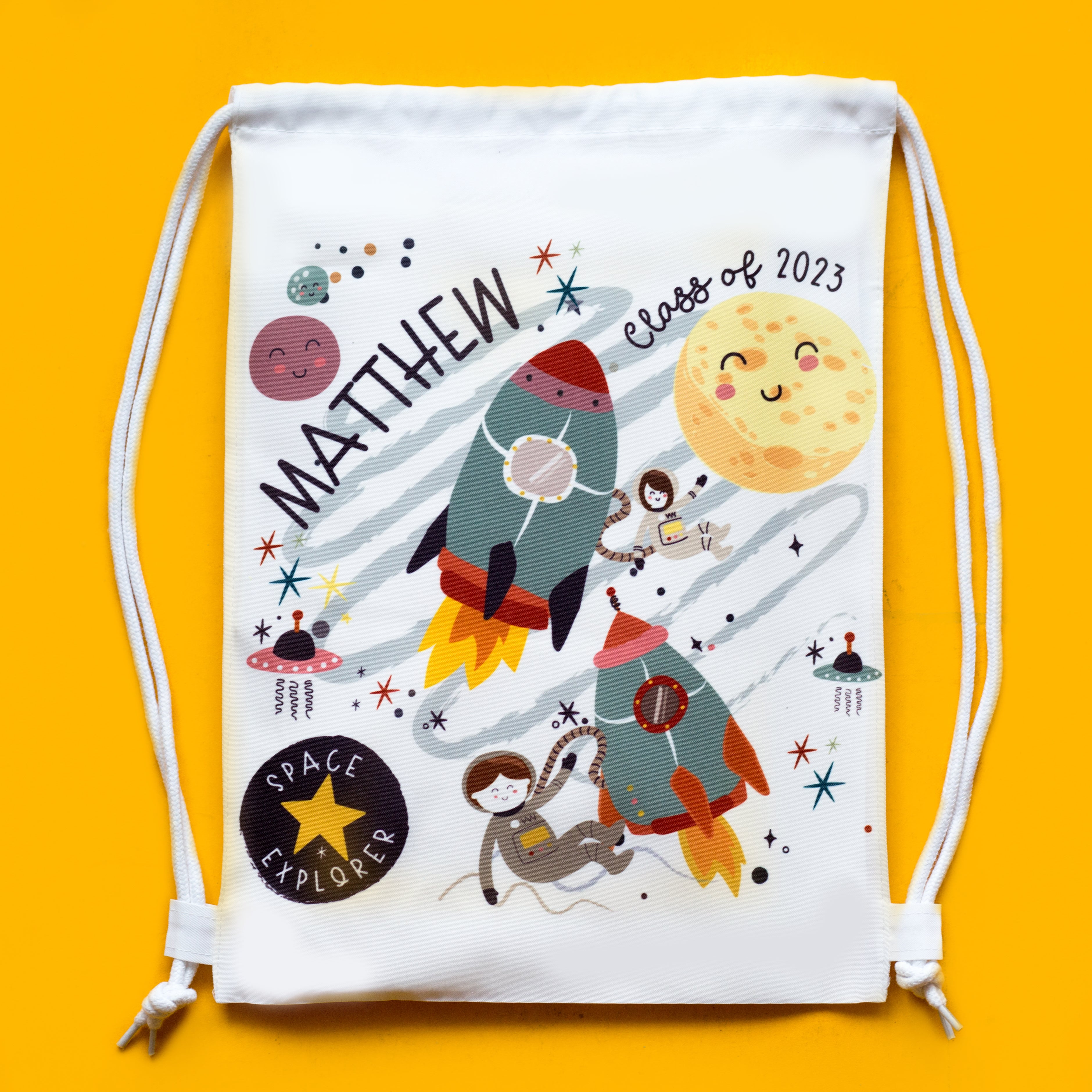 Space Rockets And Astronaut Personalised Kids Bag