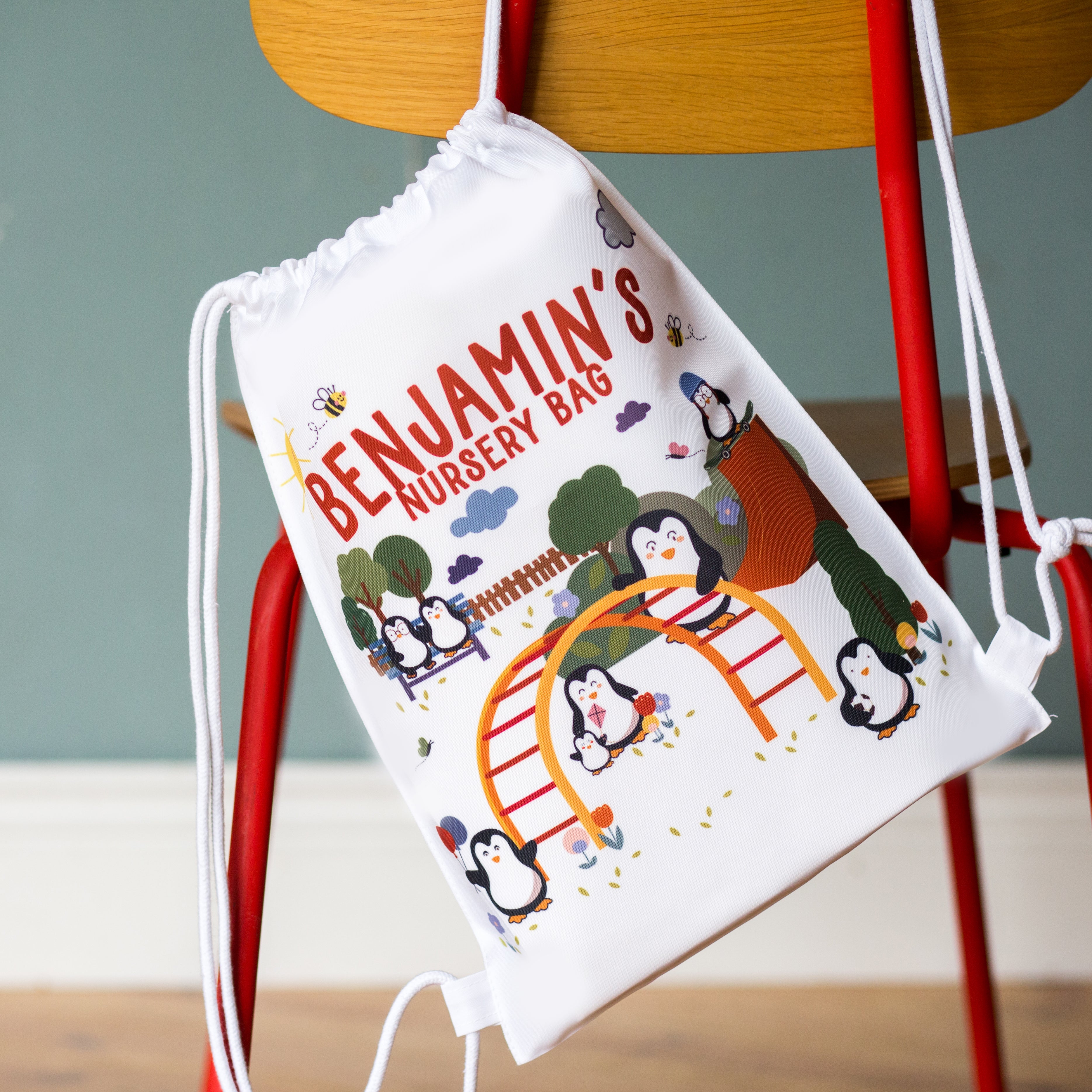 Children's Personalised Penguin Friends Playground Bag
