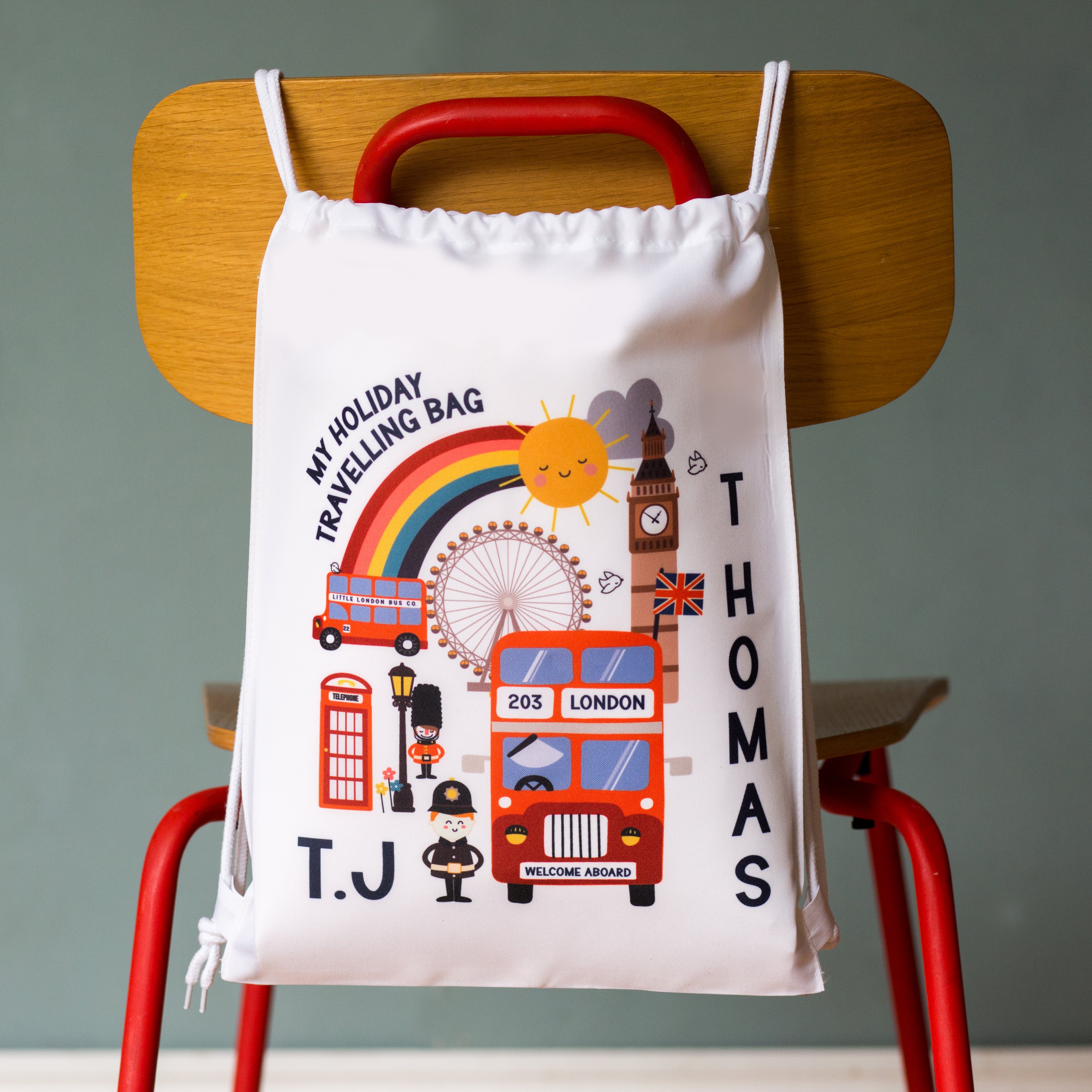 Children's Personalised London Themed Holiday Bag