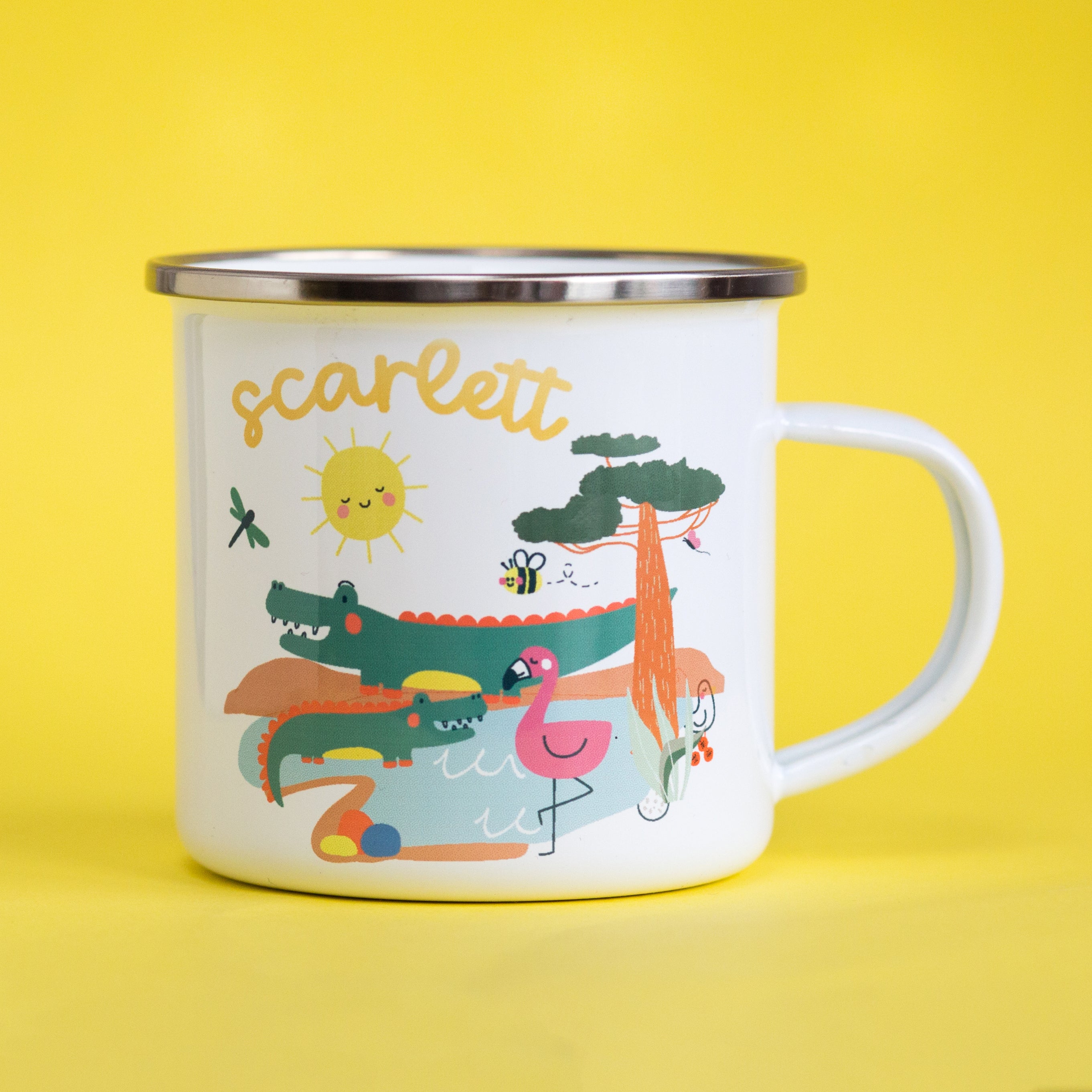 Children's Crocodile Themed Personalised Enamel Mug